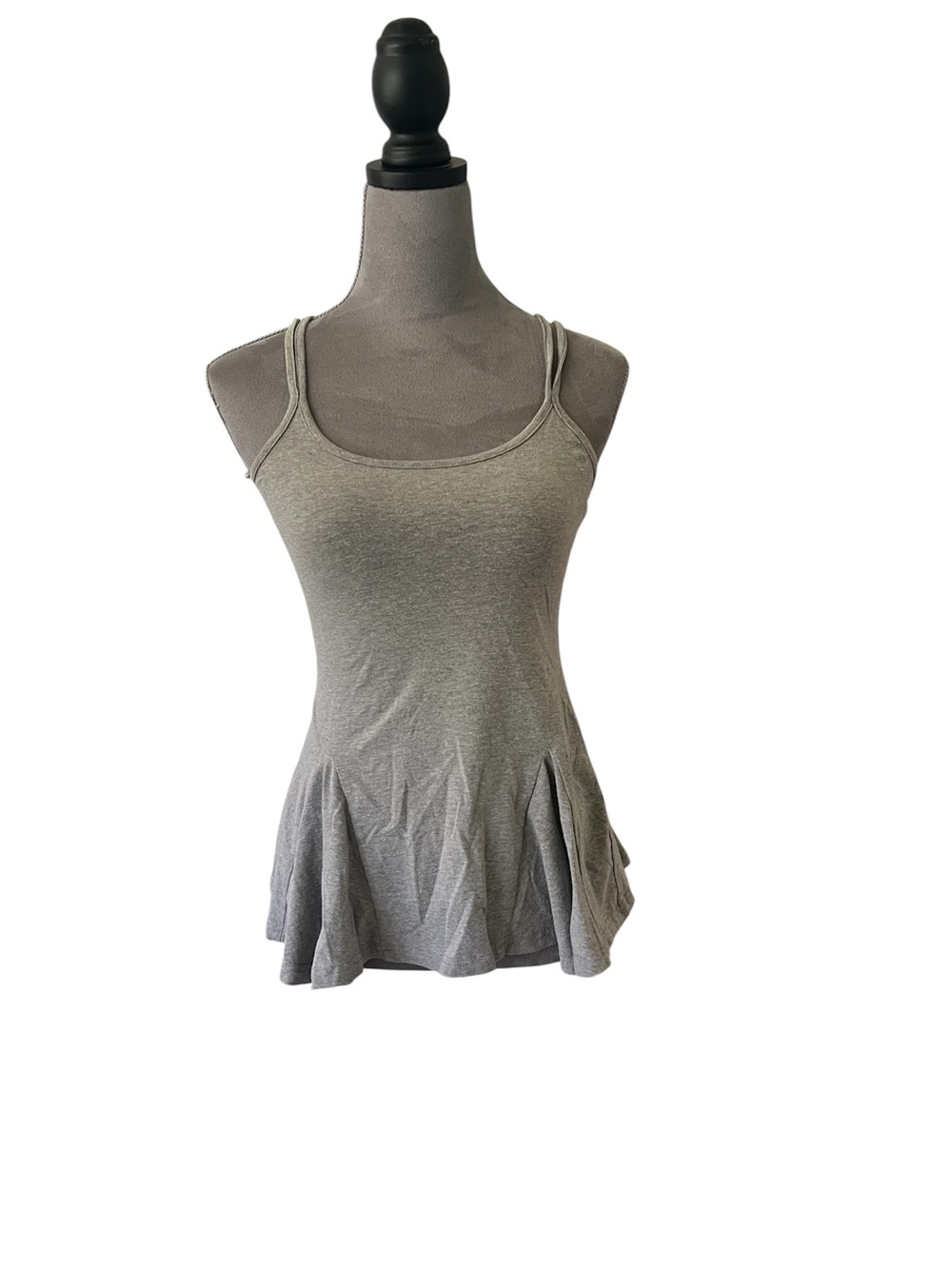 Anage Gray Double-Strap Scoop Neck Flared Tank